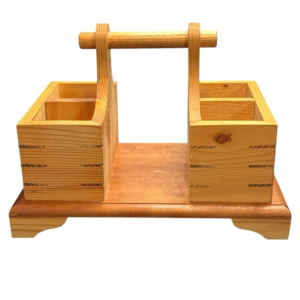 Hand Crafted Wooden Napkin Condiment or Desk Caddy Holder 12" x 8"